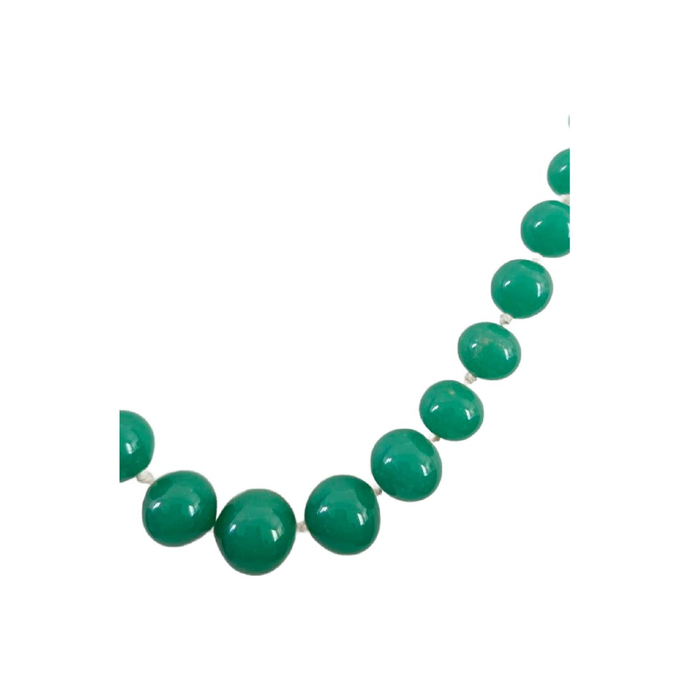 Vintage Green Agate Beaded Necklace with Box Clasp 1940s - Picture 2 of 10
